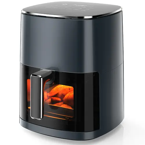 【Deal】Top Rated Square Shape Air Fryer - 6 Qt (6.34 qt Capacity) Large Size Kitchen Appliance, 12-in-1 Multi-Cooking Functions: Air Fry, Roast, Reheat, Dehydrate, Bake, Steam, Up to 400°F, Square Countertop Fryer with Viewing Window