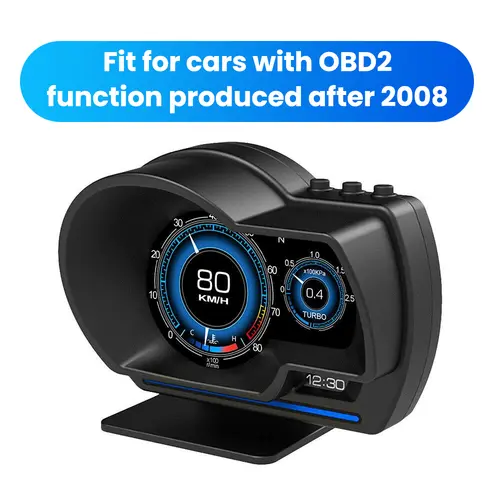 Car OBD2+GPS Head Up Digital Display for OBD2-enabled Cars (2008+) Gauge Speedometer, KM/H MPH with OBD Multifunctional LCD Ambient Light Multi-Function Display,Clearn DTC, truck accessories Christmas gifts, Car Display Screen, Father's Day