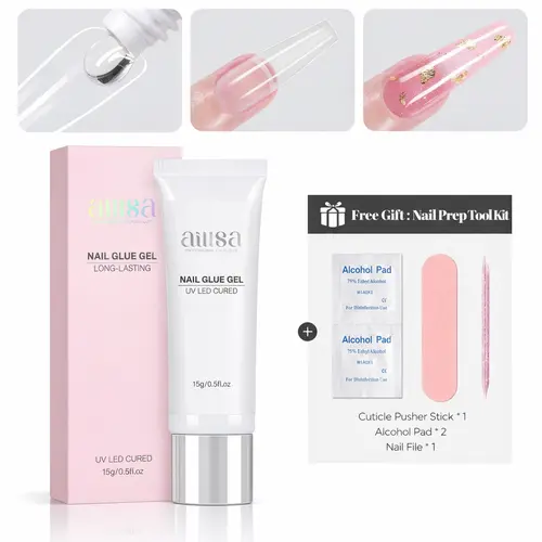 AILLSA Strong Hold Solid Gel Nail Glue Bottle (15g/30g) - UV Curing, Long-Lasting Grip, Easy to Apply, Soak-Off Type for Nail Extensions, Acrylics, Fake Press-Ons (Lamp Not Included) TikTokShopBackToSchool Sohochic