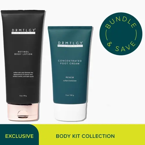 DRMTLGY Body Kit Collection: Retinol Body Lotion & Concentrated Foot Cream. Smooths Crepey Texture & Hydrates Rough, Dry Feet.