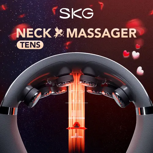 SKG Neck Massager with Heat, 9D Portable Deep Tissue Neck Massager, Cordless Electric Cervical Massager Gifts for Men and Women, SKG Power Neck Massager
