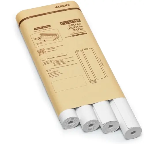 JADENS US Letter Size 8.5''×11'' Quick-Dry Folded Thermal Paper, 200 Sheets Thermal Paper for PDA4 Portable Printer