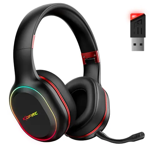Picun Kofire UG-05 Over-Ear Wireless Gaming Headphones - 2.4G-Bluetooth Tri-Mode, ENC Noise Cancellation, RGB Lights, 3D Vibration, Electronic Audio, Multi-Device Compatibility, Comfortable Lightweight Gaming Headset for Game Console, PC and Laptop Users