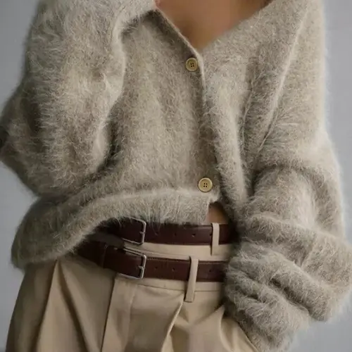 【Black Friday】Women's Basic Solid Button-Front Cardigan, Casual Drop-Shoulder Long-Sleeve V-Neck Knit Sweater for Fall and Winter, Ideal for Daily Wear, Womenswear