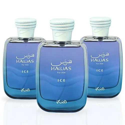 Hawas Ice EDP 100ML (3.4 OZ) By RASASI | Long Lasting, Exquisite, Luxurious, Arabian Scents. (PACK OF 3) Fragrance Perfume
