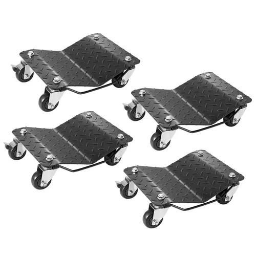 VEVOR Set of 4 Heavy-Duty Wheel Dollies, 6000 lbs/2722 kg Capacity Home Improvement Trolley with Sturdiness, 3" Casters That Roll Smoothly Over Garage, Locking Mechanism, Concave Platform, Diamond Grip Tread, 12" Tire Fit for Vehicle Moving, Tire Changes