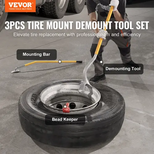 【toolupgrade】VEVOR Truck Tire Changer Mount Demount Tool, 22.5-24.5 in Radial Bias Ply/Tubeless Compatibility, Tire Repair Kit, Forged Steel Build, Efficient Disassembly & Installation, Leverage Reduces Arm Effort, Nylon Hub Roller, Quick Install