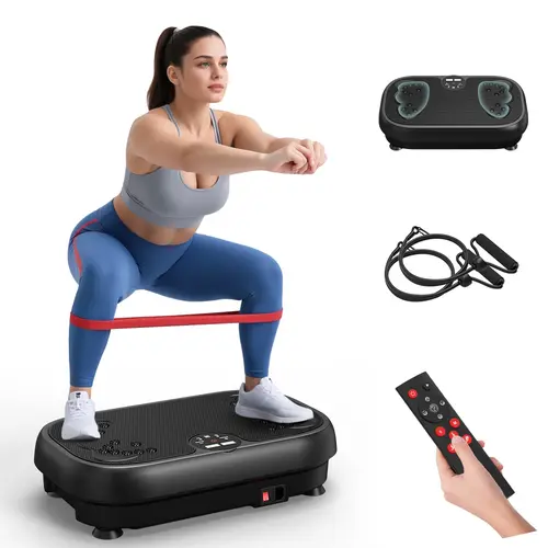 RELIFE All-in-1 Vibratory Plate Machine - Multifunction Exercise Equipment, 440lbs Max Capacity, Interactive Compact Home Gym Gear, Unisex Full Body & Lower Body Workout, Glute Toning, Hip Support, Resistance Bands, Remote Control