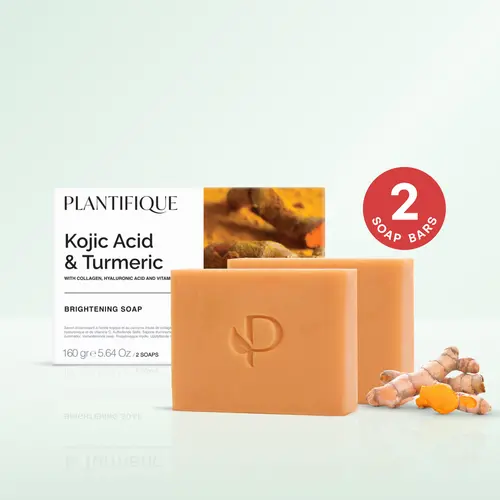 [PLANTIFIQUE Official Shop] Kojic Acid Turmeric Bar Soap - Papaya-Infused, Hyaluronic Acid Hydrating Cleanser, Gentle Daily Exfoliate, Alcohol-Free Vegan Bath Bar for Radiant Skin (36-Month Shelf Life)