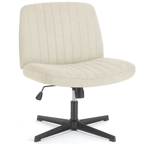 Sweetcrispy Sturdy Criss Cross Armless Office Desk Chair - No Wheels, 360° Swivel Ease, 15.94-19.69 In Adjustable Seat Height, Guided Setup Video (Home Office Use)