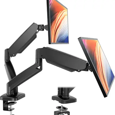 Dual Monitor Mount for 15-27 Inch Screens, Adjustable Gas Spring Desk Arm, Heavy Duty VESA Stand for Gaming & Home Office Setup