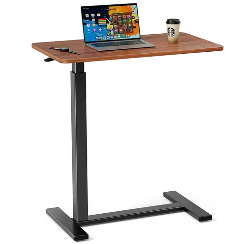 Sweetcrispy C-Shaped Metal Frame Bedside Desk - Adjustable Height Functional Table with Casters, Mobile Standing Desk for Hospital & Home Use, Assembly Required