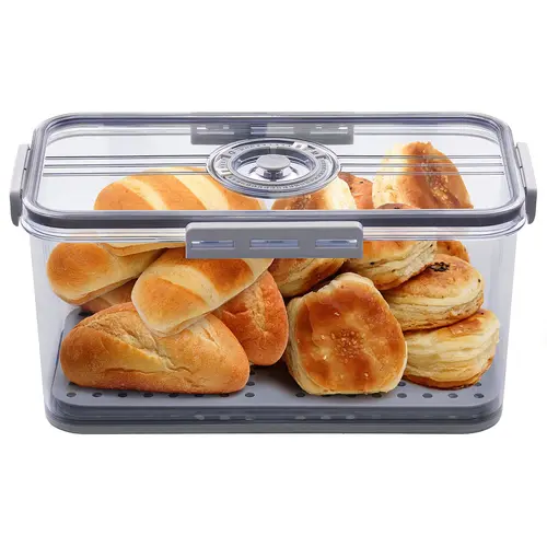 Kitchen countertop sealed bread box, 7.45 liters, sealed breadbox with lid, time record, bread container for storinghomemade bread, toast, bagels, cookies and donuts,kitchen chef storage food, Gray