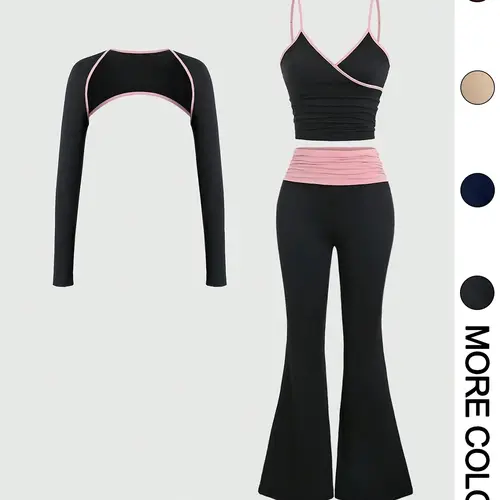 Women's Sporty Casual Three-piece Outfits for Yoga Gym Workout, Athletic Sets, Athleisure Activewear, Athleisure Workout Set, Ladies Spring & Fall Clothes