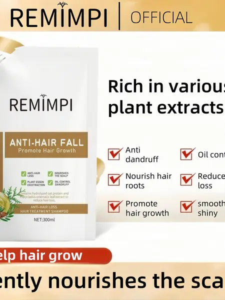 【Buy 1 Get 1 Free】REMIMPI Anti-Hair Fall Hair Loss Treatment Shampoo Oil Control Anti dandruff Haircare Ginseng Ginger Help Hair Growth Jojoba Oat Repair Reduce Hair Loss Scalp Cleanser Conditioner300ML summerwins