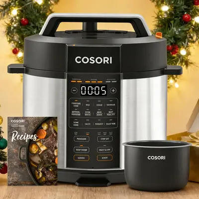 COSORI 6-Qt Programmable Electric Pressure Cooker - 9-in-1 Multifunction Appliance, Rice Cooker with Sous Vide, Sterilization, 1100W Power, Stainless Steel Design, Aluminum Inner Pot, Included Recipes,summerwins