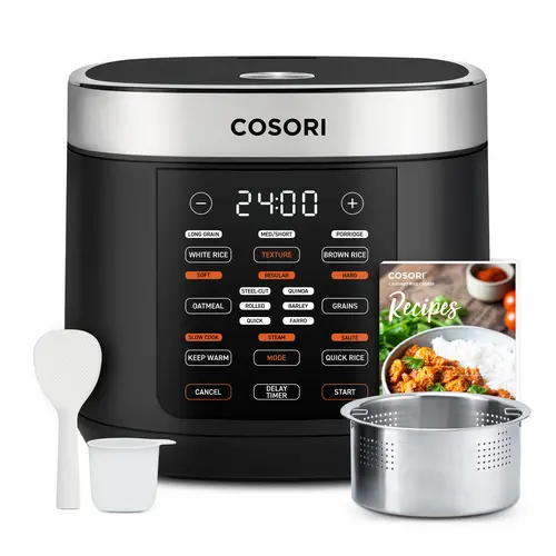 COSORI 18-in-1 5-Quart Multi Rice Cooker - Multifunction Appliance, Slow Cooker, Steamer, Porridge Maker, 24H Warmer, Fuzzy Logic, Nonstick Dishwasher Pot Lid, Guided Touch Menu, Delay Timer Start, Measuring Cup, 50 Recipes, 1-Pot Meals, SohoChic