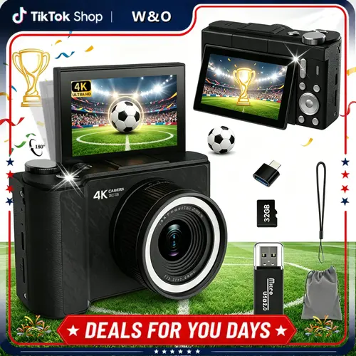 W&O Digital Camera for Boys & Toddlers (3-10 Ages), Portable Handheld Pocket Point & Shoot Camera with 32GB Micro SD Card, Custom Wireless Rechargeable Electronic Kids' Gift