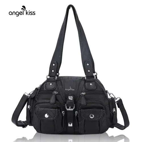 Angel Kiss Women's Soft Leather Multipocket Hobo Crossbody Messenger Bag - Removable, Adjustable Strap Chic Casual Shoulder Bag, Everyday Purse summerwins,summerwins