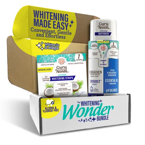 Whitening Wonder - GuruNanda Whitening Strips + Dual Barrel Mouthwash Coconut Oral