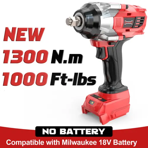 Impact Wrench 1/2" Compatible with Milwaukee 18V Battery(Battery NOT Included!), 1000Ft-lbs(1300N.m) High Torque Brushless Impact Gun with 4Mode Speed Cordless summervibes Power Tool