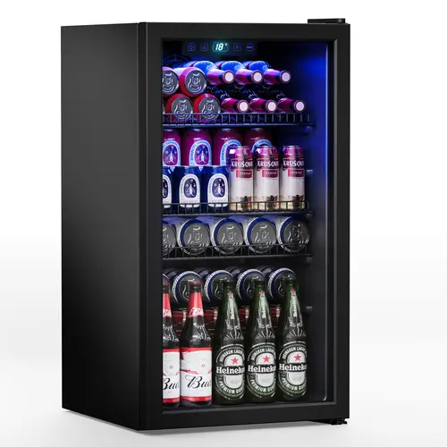 MANASTIN Beverage Refrigerator and Cooler，Wine Drink Beer Fridge, Adjustable Shelves
