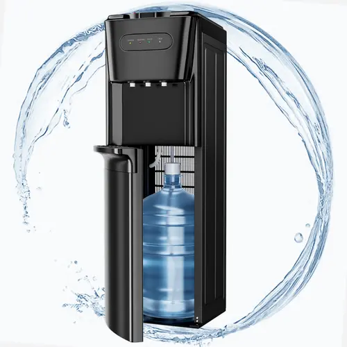 MANASTIN Corded Bottom Loading Water Cooler Dispenser - Fits 3/5 Gal Bottles, Heating/Cooling (Compressor Cooling), 3 Temperatures (Hot,Cold,Room), Child Lock, Empty Bottle Alert, for Home & Office