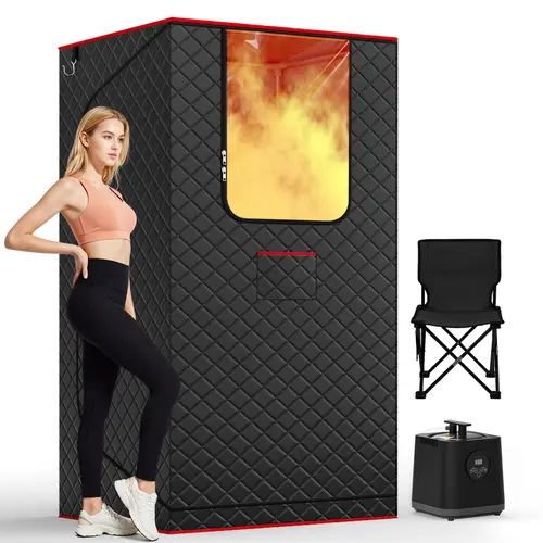 MANASTIN Portable Large Home Steam Sauna Tent - 3L High-Capacity Steamer, Remote Control, 15 Levels, 2.6’x2.6’x5.9’ Pentagon Shape, Folding Chair, 5-Layer Waterproof Fabric, Easy to Set Up, Anti-Dry Burn Protection, 99-Minute Timer, Detox, Stress Relief
