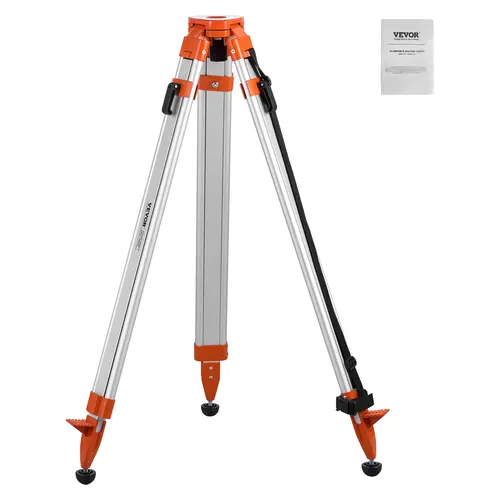【toolupgrade】VEVOR Aluminum Alloy Laser Level Tripod Stand, 5/8"-11 Thread Mount, 16.53-65.55in Telescoping Retractable Legs, Non-Skid Feet, 65.55in Max Height, Heavy Duty for Construction, Landscape Design, Interior Decoration, with Shoulder Strap