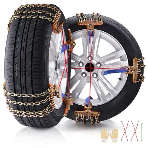 VEVOR 8 PCS Manganese Alloy Steel Snow Chains - Anti-Skid Grip Traction Chains for 9.2-11.2 in/235-285 mm Width Tires, Ice Driving, Snowy Roads, Tire Grip & Vehicle Safety for Cars, SUVs, Pickups, Trucks