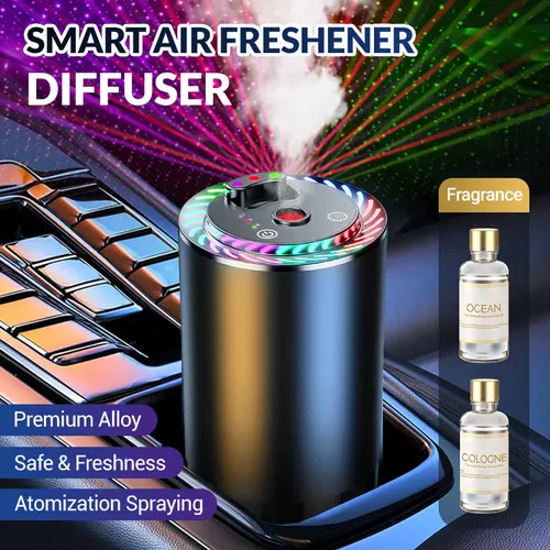 [2025 Valentine Gift] Smart Diffuser Car Fragrance Bottle - 50ML Natural Scent, 2 Bottles of Perfume Cologne & Marine, Starry Sky Projection Light, Aroma Freshener, Deodorant, Star Roof Design, Interior Decor, Car Accessories