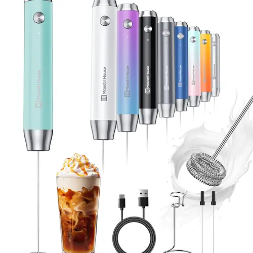 MAESTRI HOUSE Automated Milk Frother - Full Automatic, Portable, Instant On, Stainless Steel, Rechargeable, IPX6 Waterproof, 5V-1A, Battery-Powered, Compact Whisk, Household Appliances, Eco-Friendly Kitchen Gadget, Latte Mixer, Mothers' Day Gift