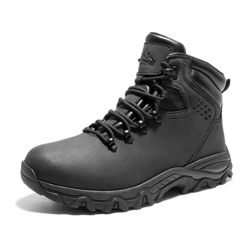 NORTIV 8 Men's Vegan Leather Hiking Boots - Waterproof, Insulated with 3M Thermal Materials, Anti-Slip Rubber Sole, EVA Cushion, Gusseted Tongue, Laces - Cold Weather Outdoor Hiking Footwear for Men's Shoes