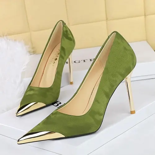 Women's Fashionable Metallic Pointed Toe Stiletto Heels, Elegant High Heel Shoes for Party, Banquet, Sparkly Party Shoes, Trendy All-match & Exquisite Heels for Women, High Heel Pumps
