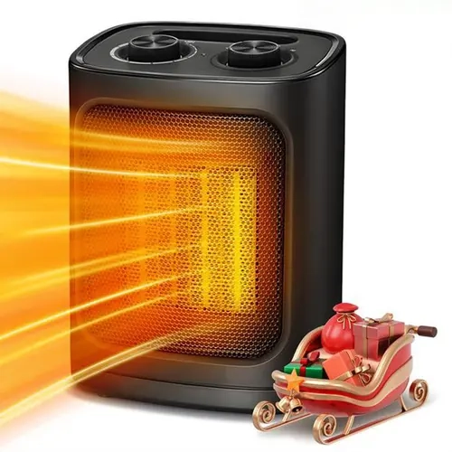 R.W.FLAME Compact and Efficient Indoor PTC Ceramic Heater - 1500W/950W, 3 Modes, Instant Heating, Heat Safe, Adjustable Temp, Thermostat, Silent, 9.13"x6.89"x5.24"/9.65*7.09*6.5in, Overheat/Tip Protectors, Portable, US Plug, for Bedroom, Office
