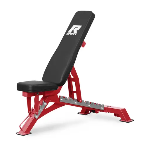 RITFIT Unisex Adjustable Steel Frame Weight Bench - 1300LB Capacity, 52.9lb, Multi-Angle Incline-Decline-Flat, 3-level Seat Adjustments, Foldable Compact Exercise Device Weight Lifting with Anti-Slip Foot Pads, Glute Workout Equipment, Home Workout Gear