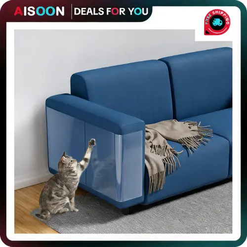 AISOON 36-Pack Classic Plaid Vinyl Sheet Cat Scratch Furniture Protector - Self-Adhesive, Waterproof, Detachable, Invisible, 118"x12" Extra-Long Coverage, Kitten-Safe Deterrent for Living Room
