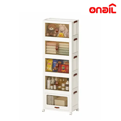 ONAIL Modern Rectangle Drawer-Style Super Large Translucent Foldable Plastic Storage Box with Lid - Stackable, Rolling, Collapsible Closet Organizers for Bedroom, Balcony Folding Storage Bin for Modern Home Organization Decor