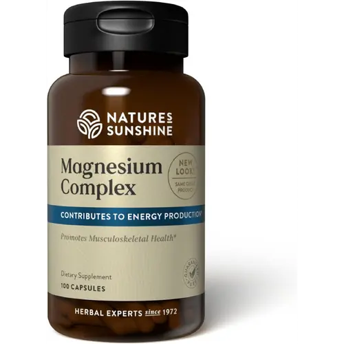 Nature’s Sunshine Magnesium Complex - High Potency Magnesium Supplement with Citrate & Malate for Relaxation, Optimal Absorption, Muscle Function, Energy Production - 50 Servings (100 Capsules)