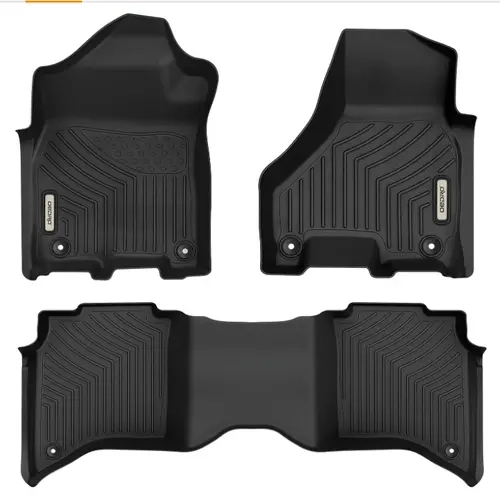 YITAMOTOR Floor Mats Fit 2019-2024 Ram 2500 Big Horn Crew Cab with 1st Row Bucket or Bench Seats, Custom Fit TPE All Weather Car Mats Includes 1st and 2nd Row