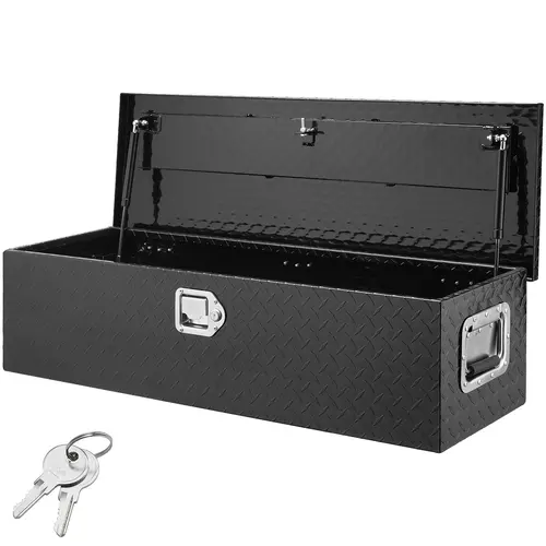 VEVOR Rust-Resist Coat Aluminum Diamond Plate Tool Box Set, Heavy Duty Lightweight Yet Durable Truck Bed Storage Box with Side Handles, 2 Keys, Gas Strut, Waterproof Seal, Impact-Safe Corners, 110° Full Access - 39x13x10" Pickup/RV Truck Accessories