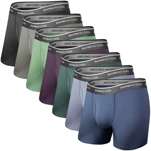 BAMBOO COOL Men's Underwear Boxer Briefs Soft Breathable Premium Fabric Open Fly Pouch High Performance Stretch Christmas Gifts for Men 4 or 7 Pack Athletic summervibes,,summerwins summerwins