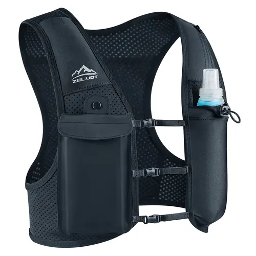 Lightweight Running Hydration Vest for Men & Women, Breathable Adjustable Running Vest with Reflective Details, Water Bottle Pocket for Marathon, Hiking & Outdoor Sports