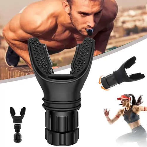 Respiratory Muscle Trainer Exercise Trainer with Adjustable Resistance Portable Easy to Clean Perfect for Fitness Yoga Swimming Outdoor Activities Black White - Daily Routine Enhancement