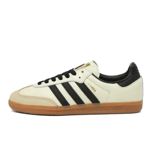 Adidas Women's Samba OG 3-Stripes Sports Footwear - Cream White Leather-Suede Minimalist Low-Profile Walking Shoes, Suede Sneakers with Classic Fit, Gum Rubber Sole, Heel Tab Detail, Ideal for Casual Walks