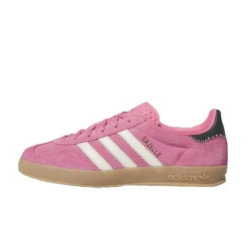 Adidas Gazelle Women's Trendy Walking Sneaker 'Rose Tone Green' - Soft Suede Women's Shoes, Cushioned Insole, Steady Traction Rubber Outsole Grips Indoor Floors, Stripes, Retro Vintage Design, Sporty Chic Indoor Wear Sneakers