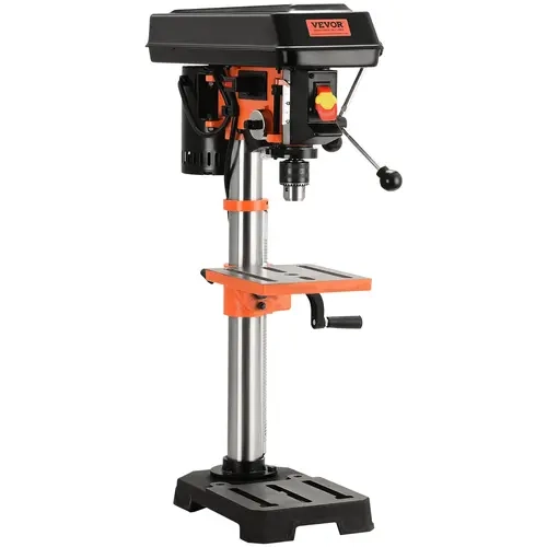 VEVOR 10 in. Heavy Duty Cast Iron Benchtop Precision Drill Press, 5-Speed Control, 3.2A Steady Power, 610-2800RPM Top Speed, Drill Powered Tabletop Machine with 1x Chuck Key, 1x Table Assembly for Wood/Metal Work, Metal/Wood Surfaces, Labs