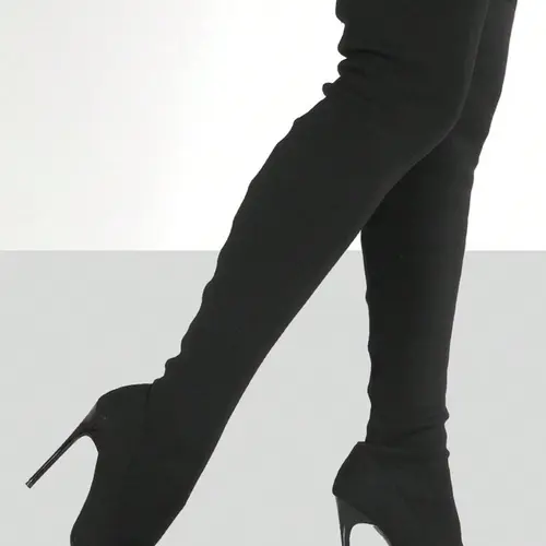 【Black Friday】Women's Solid Color Stiletto Heeled Thigh-High Boots, Elegant Fashion Pointed Toe Footwear for Women, Stylish Boots for Parties and Daily Wear