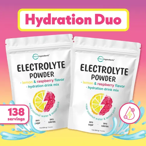 Micro Ingredients Hydration Duo Bundle: Electrolyte Powder, pack of 2 Healthcare Natural