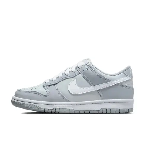 Nike Dunk Low 2-Toned Pure Platinum Wolf Grey Women’s Minimalist Leather Athletic Training Sports Shoes, Neutral Casual Walking Footwear